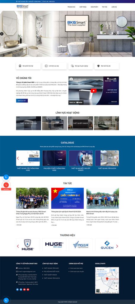 Website giới thiệu thiết bị nhà tắm, nhà bếp BKG Smart