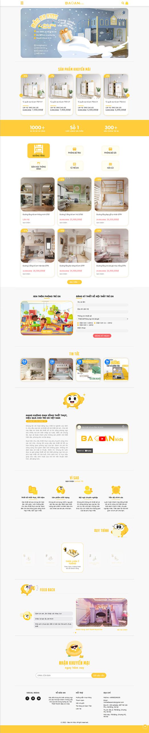 Website bán hàng nội thất trẻ em Bảo An Kids