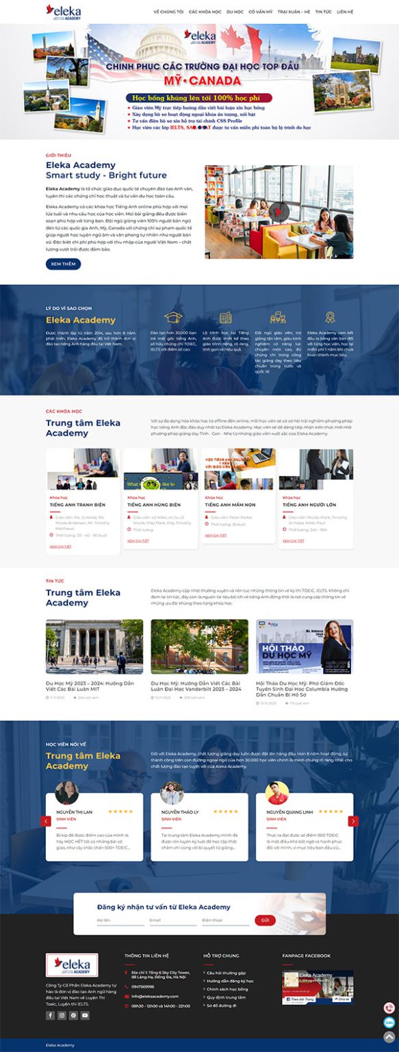 Website trung tâm tiếng anh Eleka Academy