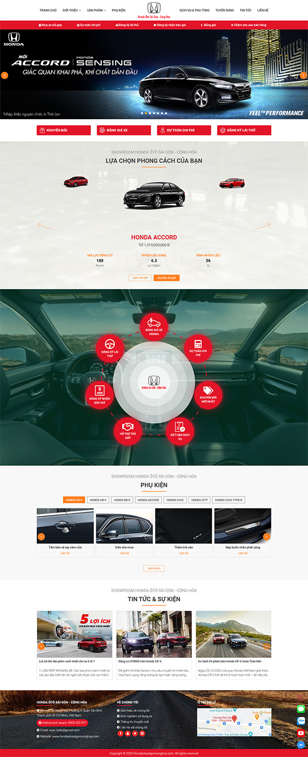 Website bán xe ôtô hãng Honda Sài Gòn