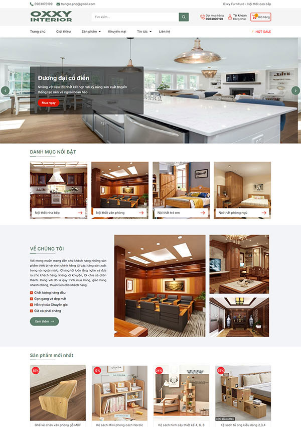 Thiết kế web nội thất gỗ Oxxy Interior