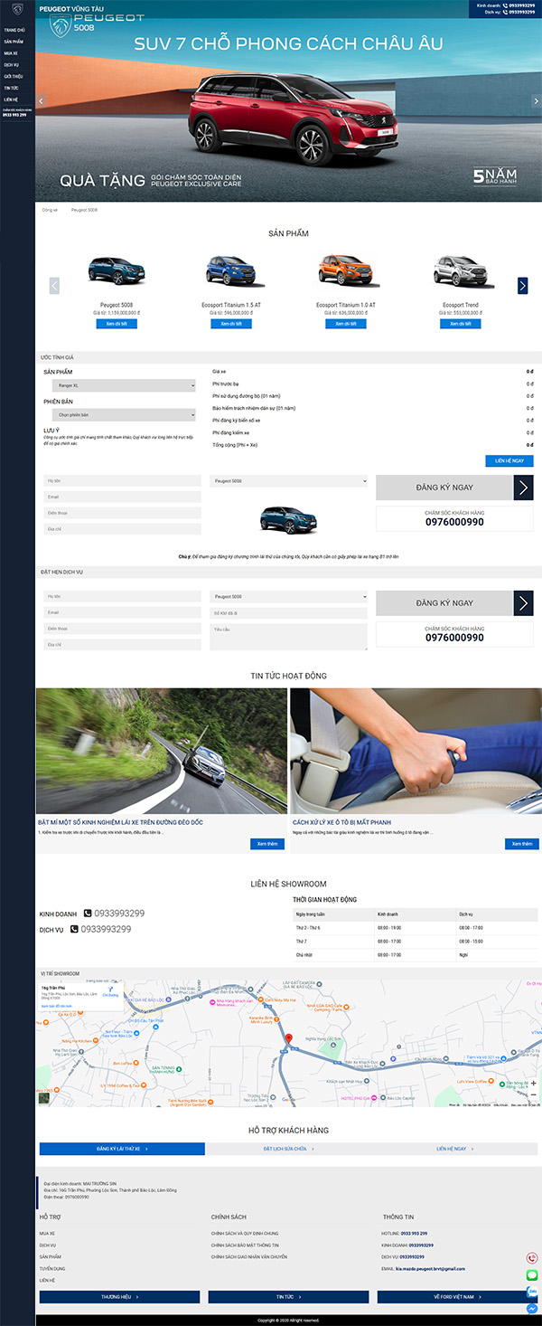 Website bán xe ôtô hãng xe Peugeot Vũng Tàu